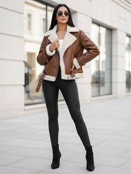 Дамско кожено яке кафява OZONEE JS/11Z8177Z