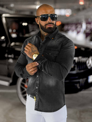 Мъжка риза черно OZONEE O/51413