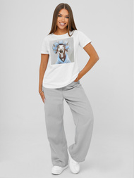 Дамска тениска бяло-сива OZONEE JS/YJ77726