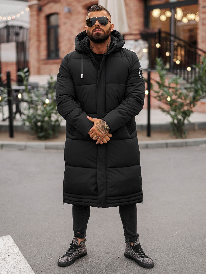 Мъжко зимно яке черно OZONEE JS/19M1290/392