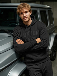 Мъжки суитшърт с качулка черен OZONEE JS/8B1986/3