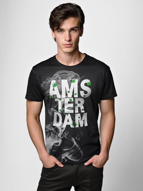 Мъжка тениска черна OZONEE O/T128/3Z