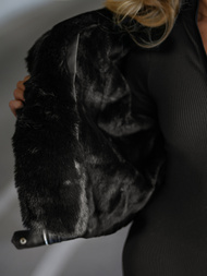 Дамско кожено яке черна OZONEE JS/11Z8172Z