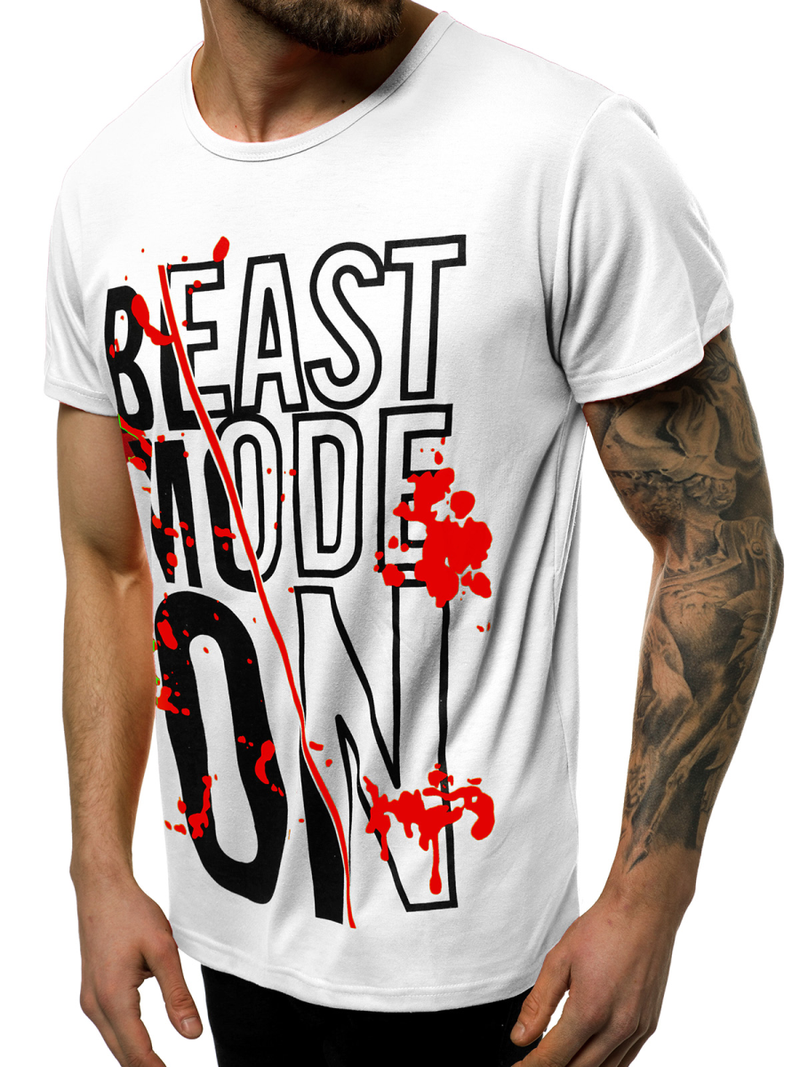 Мъжка тениска бял OZONEE JS/KS1949