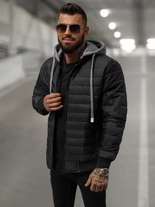 Мъжко яке черна OZONEE JS/8M985/392