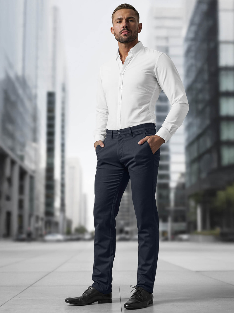 Мъжки панталони тъмносиньо OZONEE V/5100