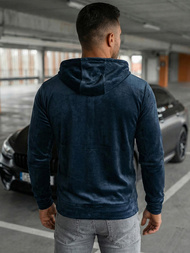 Мъжки велурен суитшърт тъмнсиня OZONEE JS/8B1168/25Z