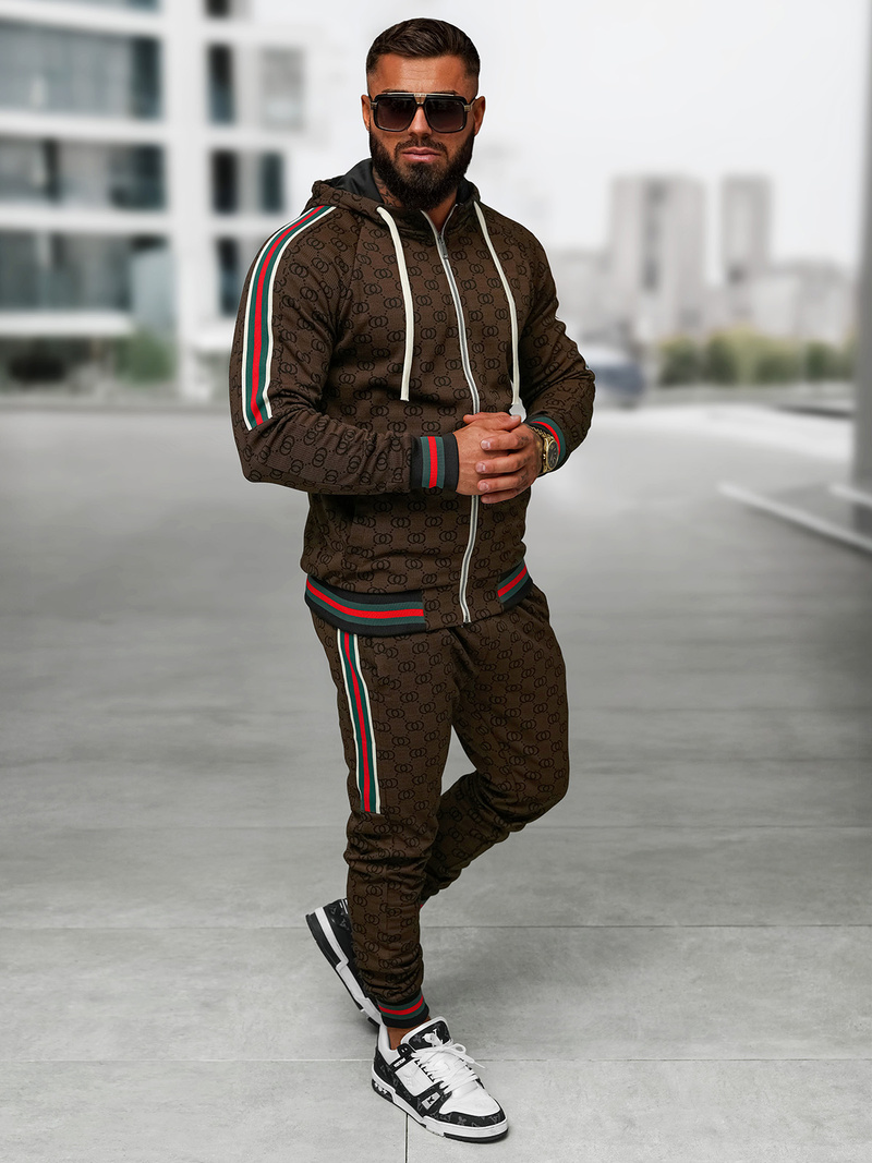 Мъжки спортен екип тъмно-бежово OZONEE O/FF5111AB