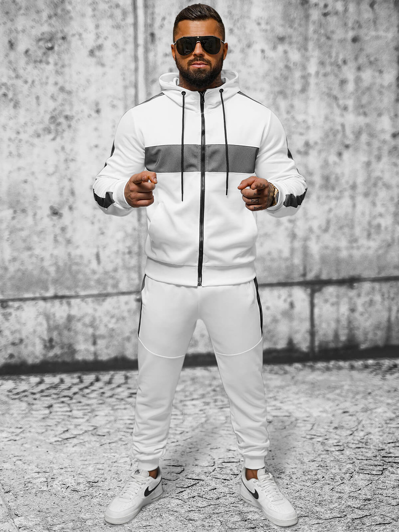 Мъжки спортен екип бял OZONEE JS/8C8115/1