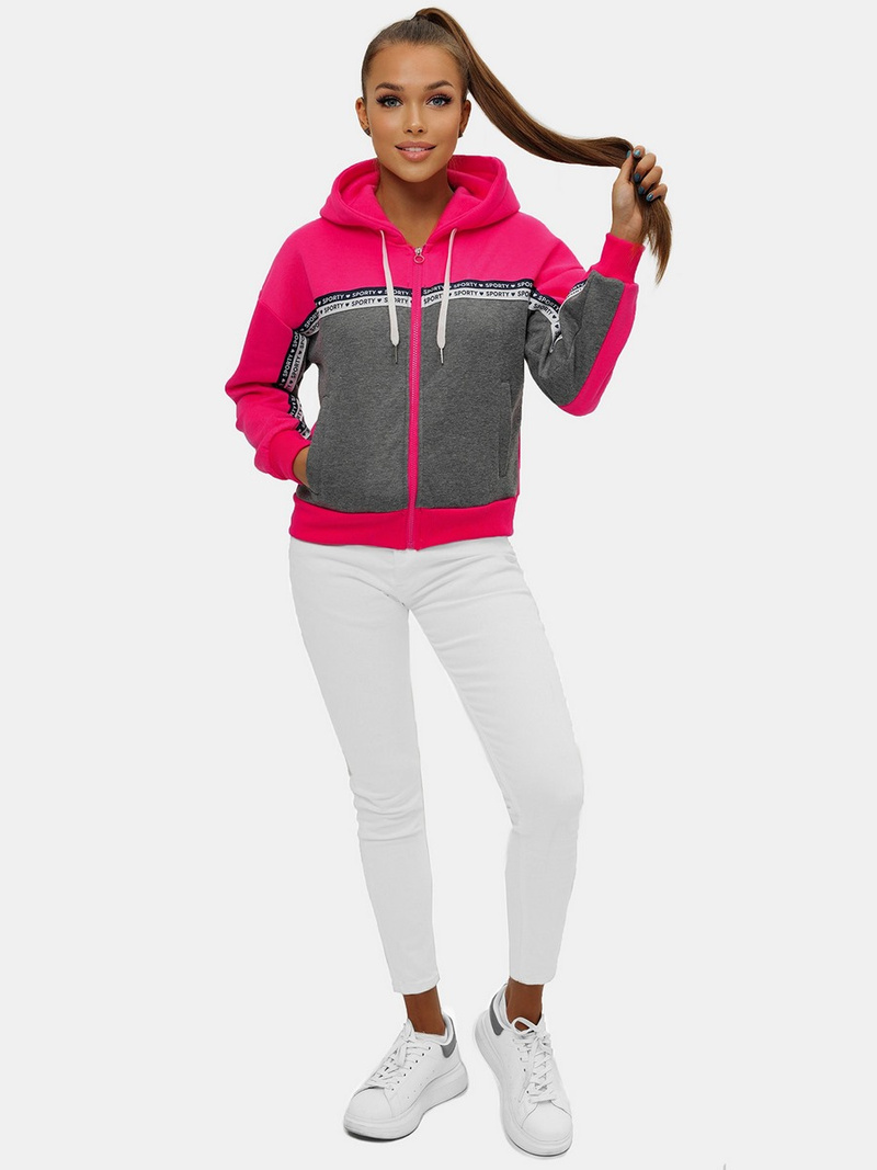 Дамски суитчър с качулка розово-сиво OZONEE JS/B26044Z