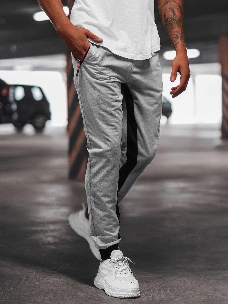 Мъжко долнище на анцуг сиво OZONEE JS/68K10357Z