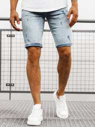 Мъжки къси дънкови панталони светлосиньо OZONEE B/55109