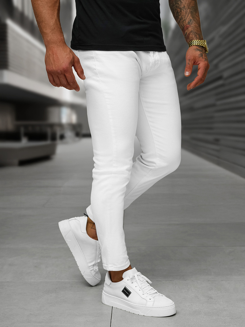 Мъжки дънки бяло OZONEE O/YB661