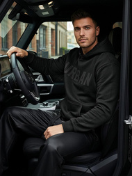 Мъжки суитшърт с качулка черен OZONEE JS/8B1990/3