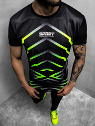 Мъжка тениска черно-зелена OZONEE JS/KS2063Z