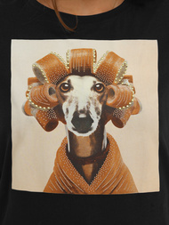 Дамска тениска черно-бежов OZONEE JS/YJ77726