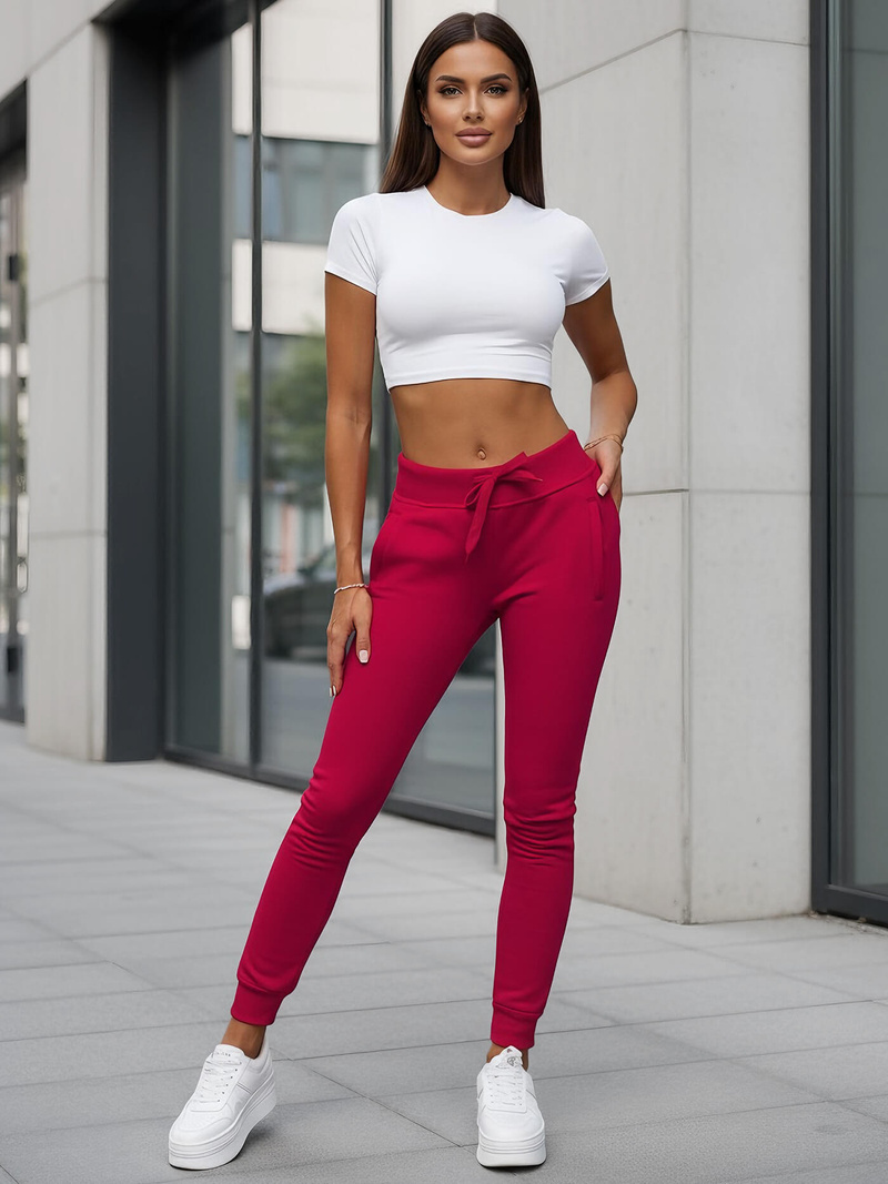 Дамско долнище на анцуг тъмно червено OZONEE JS/CK01/59Z