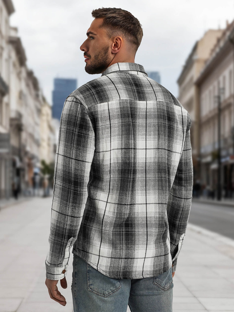 Мъжка риза черно-бяла OZONEE NB/MC728N/4