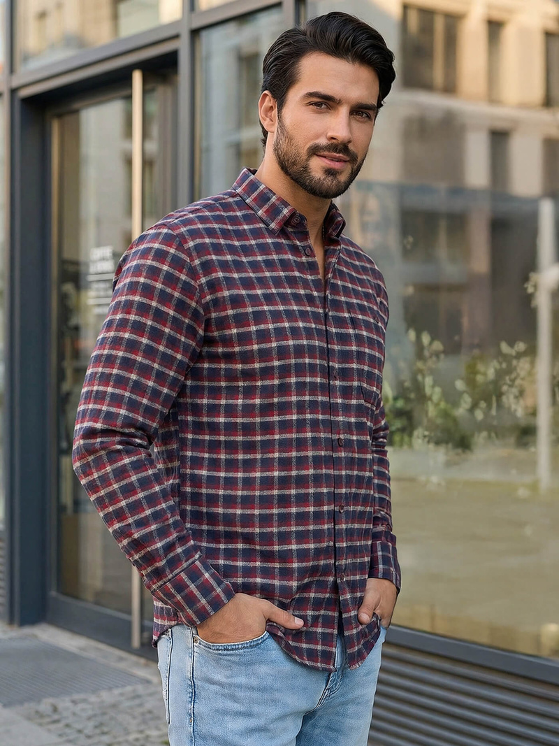 Мъжка риза бордо OZONEE V/V176Z