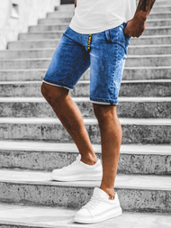 Мъжки къси дънкови панталони синьо OZONEE RF/HY341/3