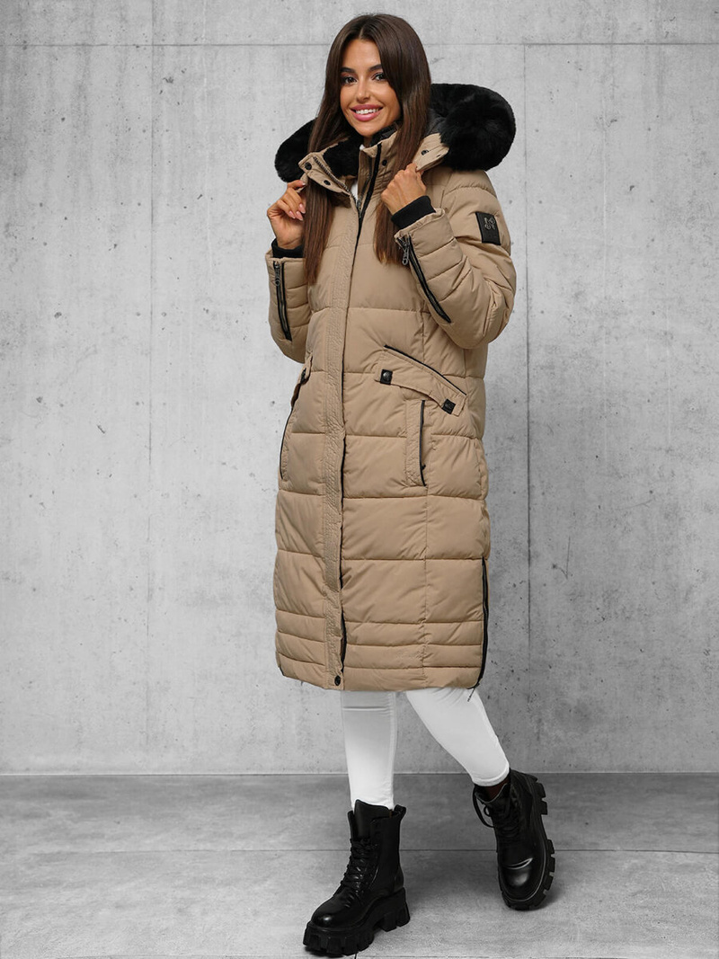 Дамско яке тъмно-бежово OZONEE O/W377