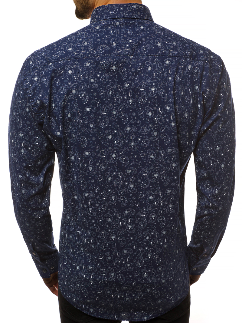 Мъжка риза тъмнсиня OZONEE B/K62