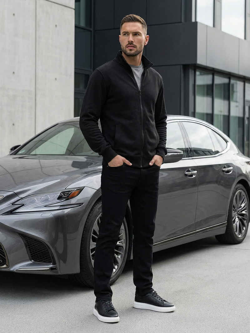 Мъжки суитшърт черен OZONEE JS/2002Z