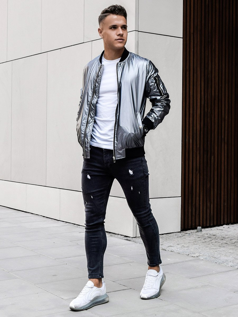 Мъжко яке сребърен OZONEE N/6147