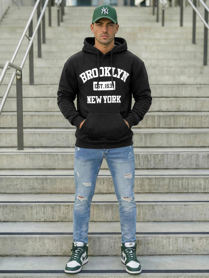 Мъжки суитшърт черно OZONEE JS/8B1767/3Z