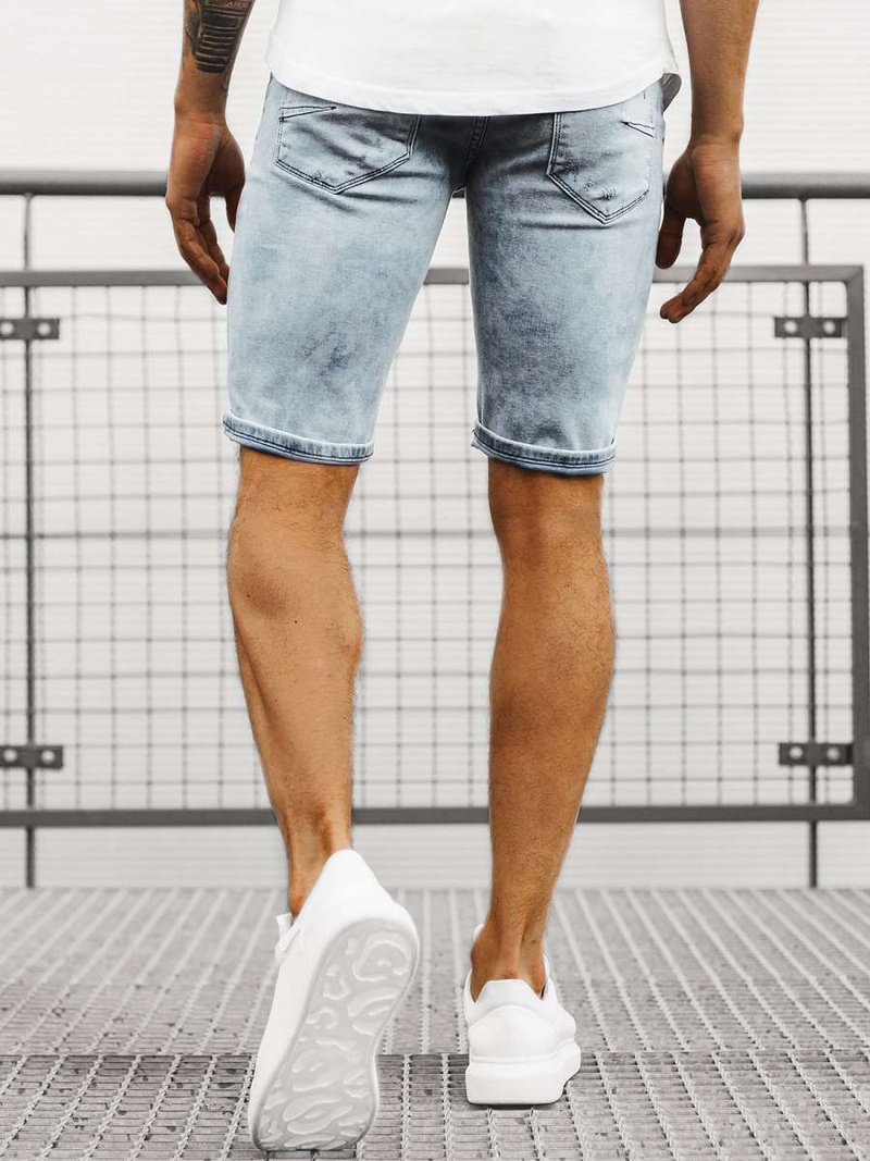 Мъжки къси дънкови панталони светлосиньо OZONEE B/55109