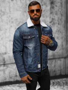 Мъжко джинсово яке шерпа тъмносиня OZONEE NB/MJ516BSZ