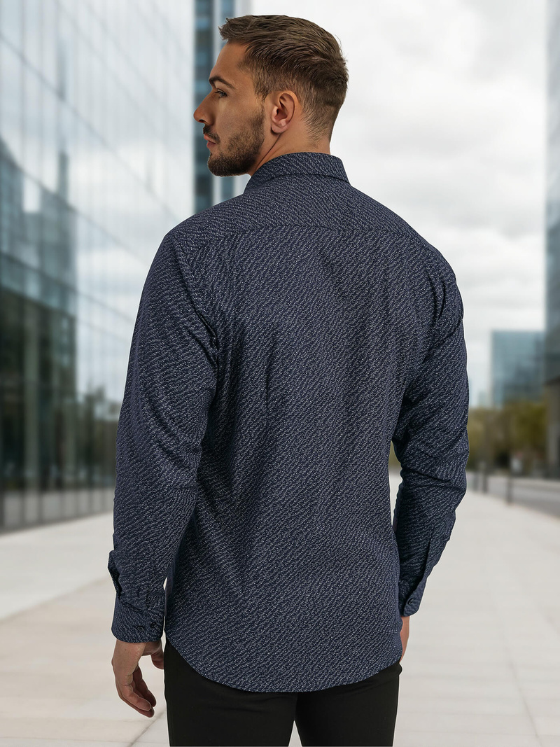 Мъжка риза тъмносиньо OZONEE V/V186