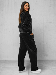 Дамска велурен спортен екип черен OZONEE JS/35C1613/3