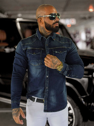 Мъжка риза тъмно-синя OZONEE O/51412