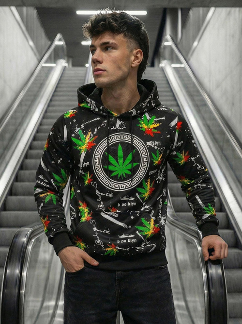 Мъжки суитшърт с качулка черен OZONEE O/B269Z