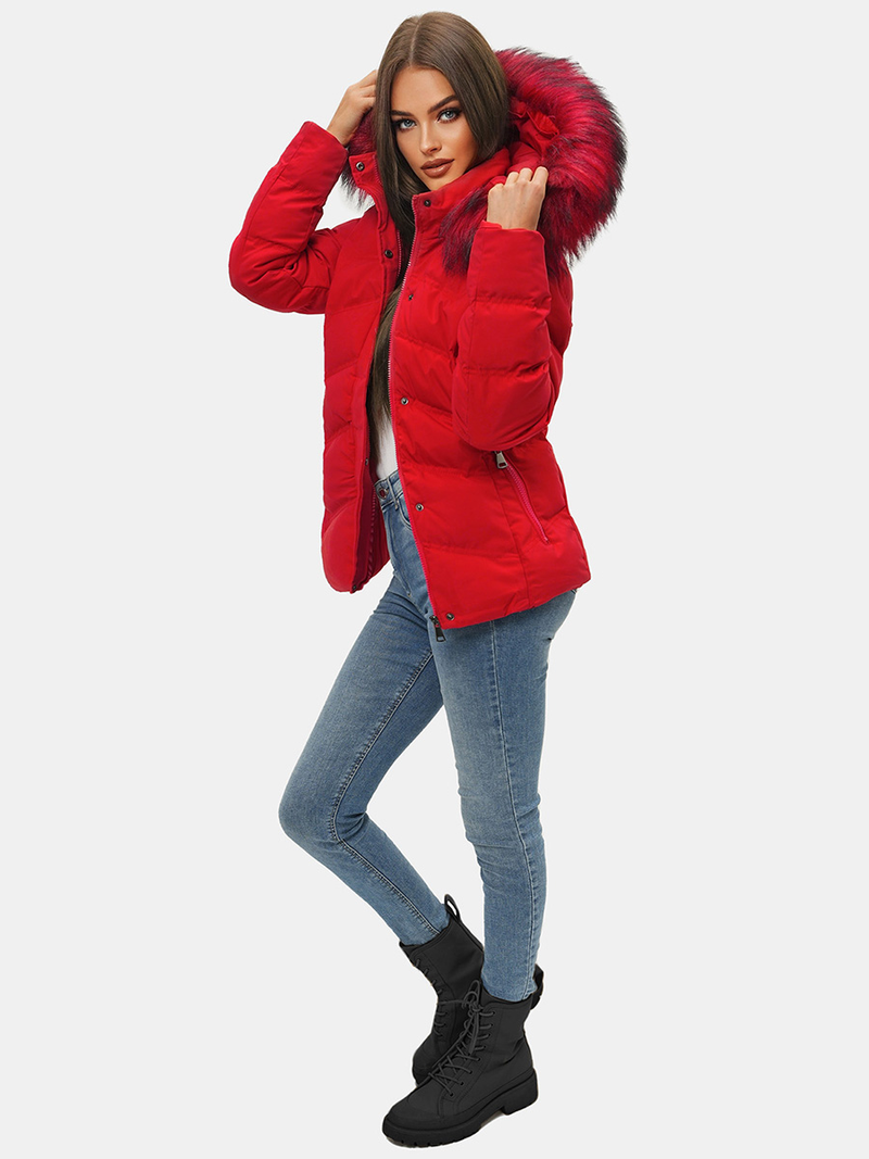 Дамско яке червена OZONEE JS/M9057/270