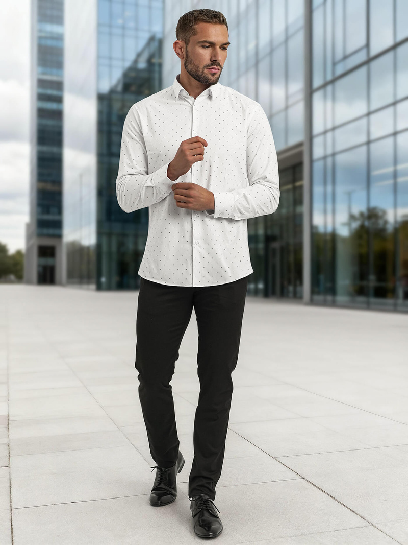 Мъжка риза бяла OZONEE V/V180