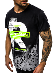 Мъжка тениска черна OZONEE JS/KS1945