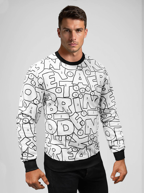 Мъжки суитшърт бяла OZONEE JS/8B1136/1Z