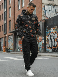 Мъжки суитшърт с качулка черен OZONEE O/B266Z