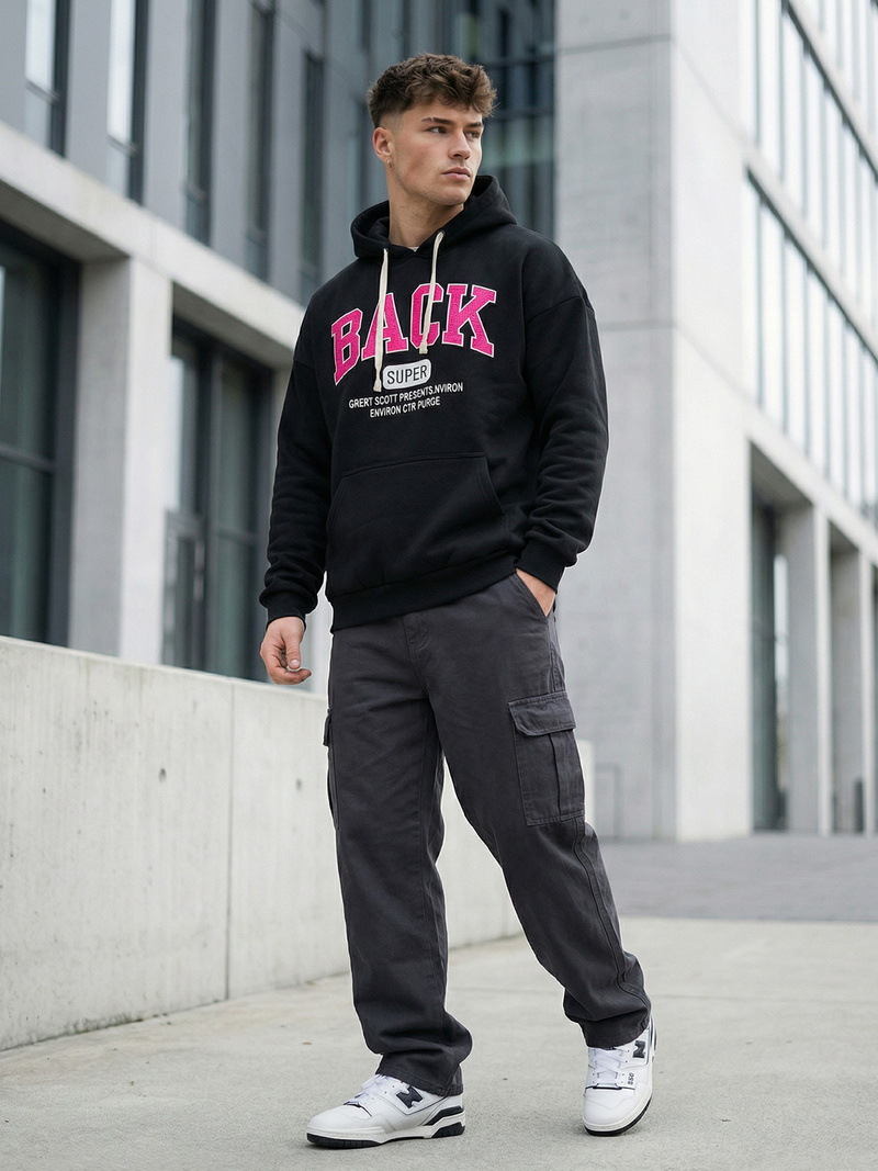 Мъжки суитшърт черен OZONEE O/TT30513Z