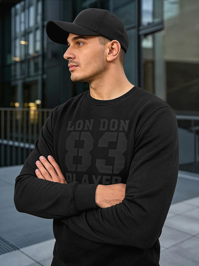 Мъжки суитшърт черен OZONEE JS/8B1976/3