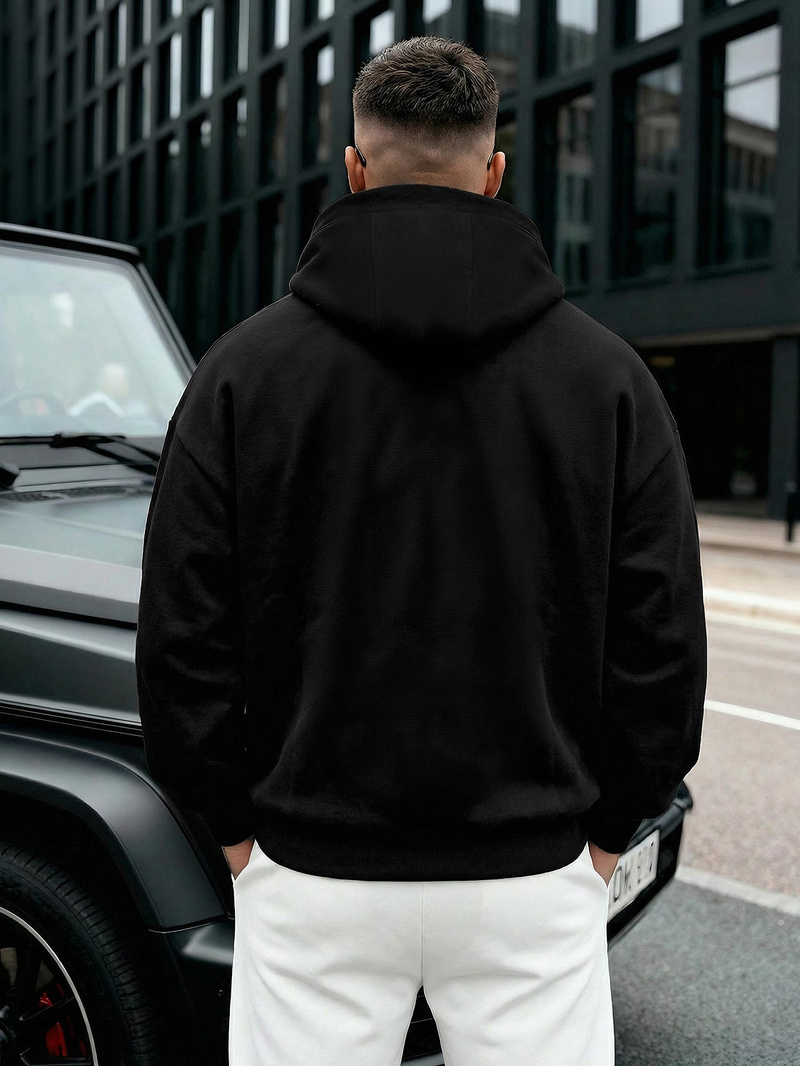 Мъжки суитшърт с качулка черен OZONEE JS/8B1968/3