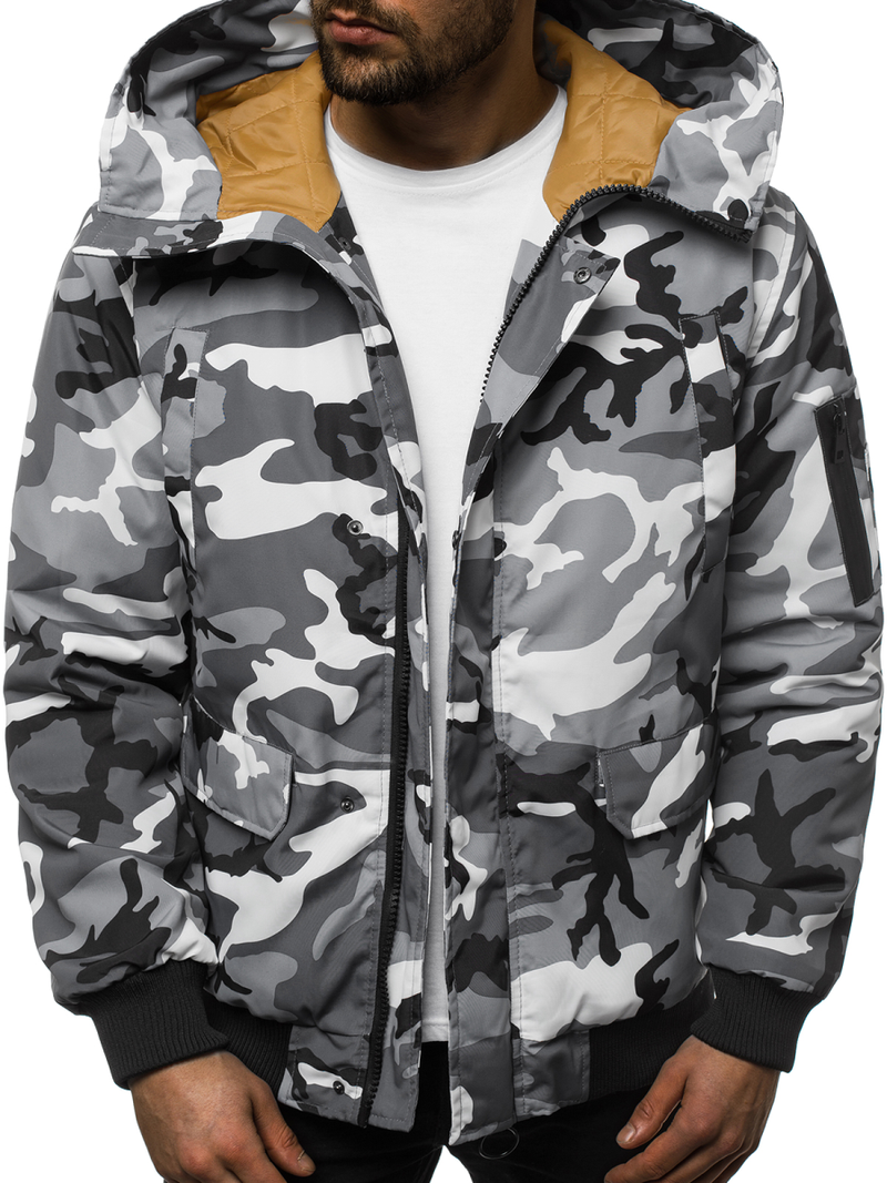 Мъжко яке камуфлаж сиво OZONEE JS/2019005