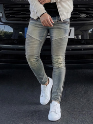 Мъжки дънки синьо OZONEE O/EM8886Z