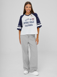 Дамска тениска бяло-тъмносиня OZONEE JS/R62493