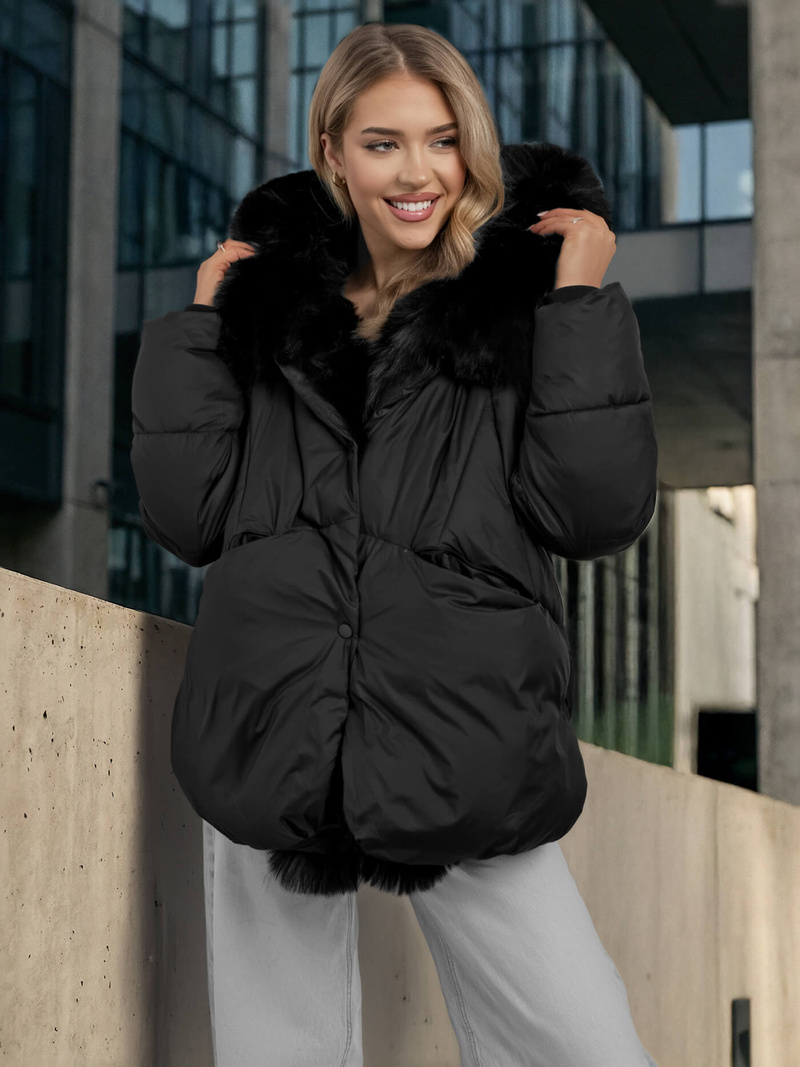 Дамско яке черно OZONEE O/16M9179/392Z