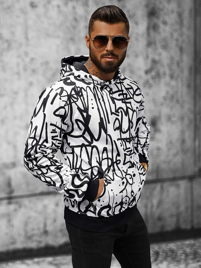 Мъжки суитшърт бяла OZONEE JS/8B1151/1