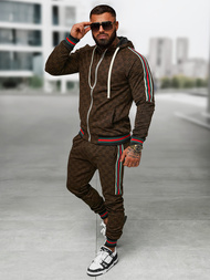 Мъжки спортен екип тъмно-бежово OZONEE O/FF5111AB