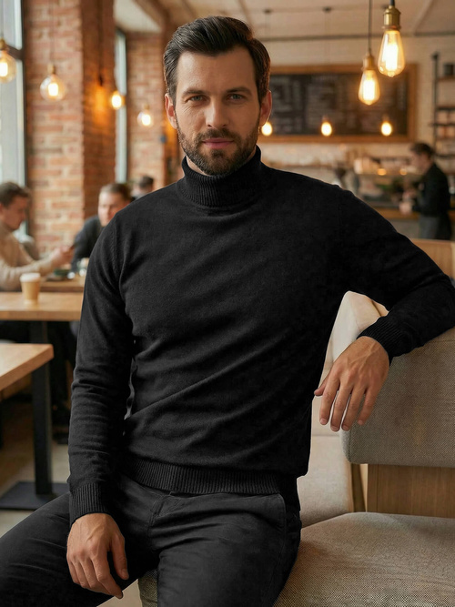 Мъжки пуловер черен OZONEE JS/59B3603/3